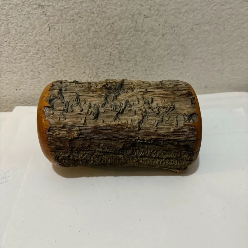Wood Log Jewelry Storage Trinket Box Chest Rustic Hand Crafted